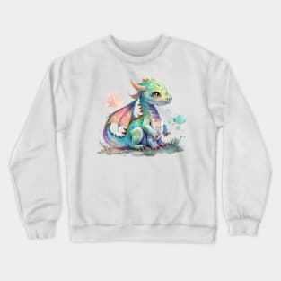 little Cute Dragon watercolor Crewneck Sweatshirt